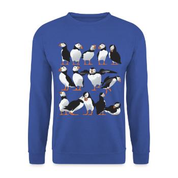 Mehr Puffin-Freunde - Unisex Pullover - Royalblau - Vorne - Alina (178cm) & Michal (187cm)