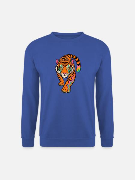 Neonfarben Tiger im Sprung - Unisex Pullover - Royalblau