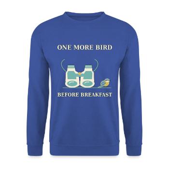 Birding – One More Bird Before Breakfast - Unisex Pullover - Royalblau - Vorne - Alina (178cm) & Michal (187cm)