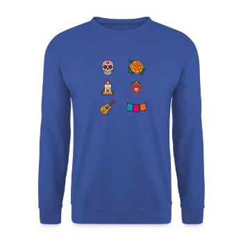 Ikonen des Día de los Muertos - Unisex Pullover - Royalblau - Vorne - Alina (178cm) & Michal (187cm)