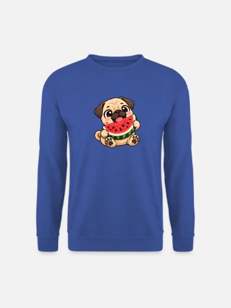 Mops Chibi Kawaii Cartoon Freude - Unisex Pullover - Royalblau