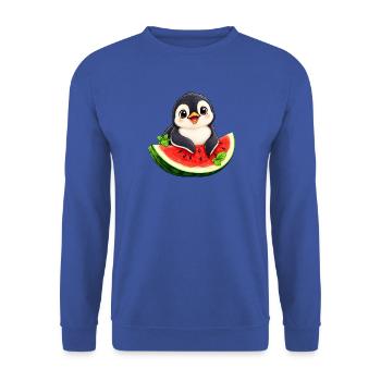 Süßer Cartoon Pinguin Melone Sommer - Unisex Pullover - Royalblau - Vorne - Alina (178cm) & Michal (187cm)