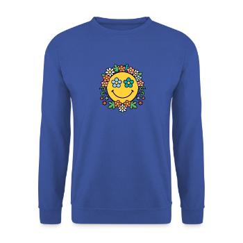 Blumenkranz Sonnenschein - Unisex Pullover - Royalblau - Vorne - Alina (178cm) & Michal (187cm)