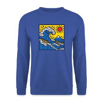 Bright Wave Sunrise mit Fuji Peak - Unisex Pullover - Royalblau - Vorne - Alina (178cm) & Michal (187cm)