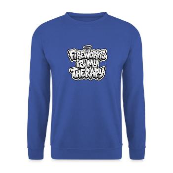 Fireworks Is My Therapy - Unisex Pullover - Royalblau - Vorne - Alina (178cm) & Michal (187cm)