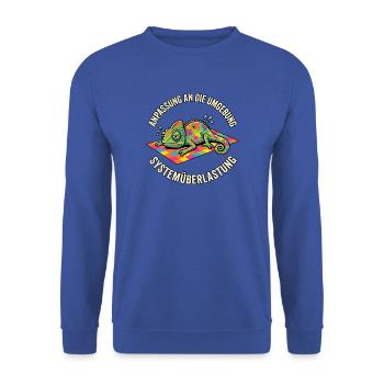 Lustiges Chamäleon Systemüberlastung - Unisex Pullover - Royalblau - Vorne - Alina (178cm) & Michal (187cm)