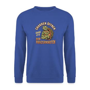 Schildkröten Yoga - Unisex Pullover - Royalblau - Vorne - Alina (178cm) & Michal (187cm)