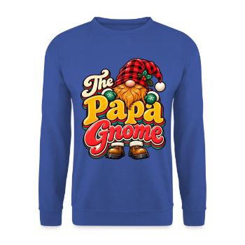 Papa Gnome Weihnachtsfreude - Unisex Pullover - Royalblau - Vorne - Alina (178cm) & Michal (187cm)