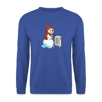 Winter Schneemann Wärme - Unisex Pullover - Royalblau - Vorne - Alina (178cm) & Michal (187cm)