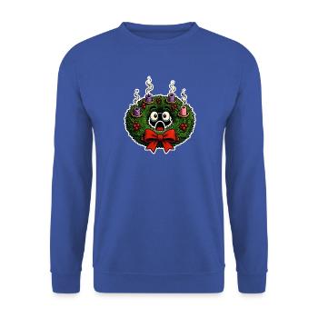 Adventskranz Kerzen Abgebrannt Weihnachten Shirt - Unisex Pullover - Royalblau - Vorne - Alina (178cm) & Michal (187cm)