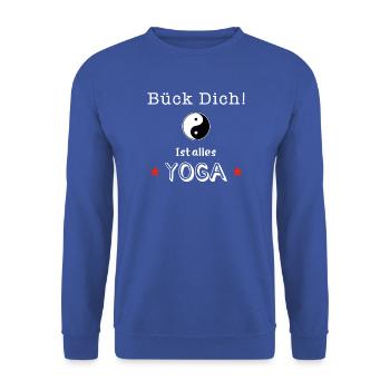 bueck dich yoga - Unisex Pullover - Royalblau - Vorne - Alina (178cm) & Michal (187cm)