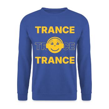Trance Trance Trance - Happy Vinyl DJ - Unisex Pullover - Royalblau - Vorne - Alina (178cm) & Michal (187cm)