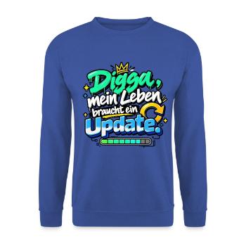 Digga Update Leben Graffiti - Unisex Pullover - Royalblau - Vorne - Alina (178cm) & Michal (187cm)