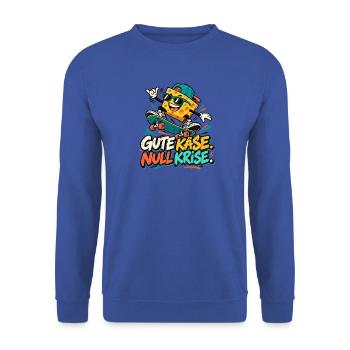 Käse-Skateboard: Gute Käse Null Krise - Unisex Pullover - Royalblau - Vorne - Alina (178cm) & Michal (187cm)