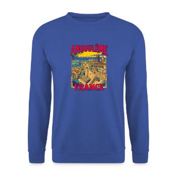 View City Vintage Angouleme France European - Unisex Pullover - Royalblau - Vorne - Alina (178cm) & Michal (187cm)
