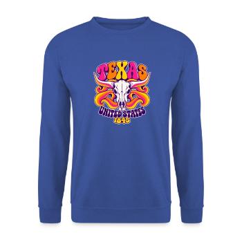 Texas 1845 Psychedelic - Unisex Pullover - Royalblau - Vorne - Alina (178cm) & Michal (187cm)