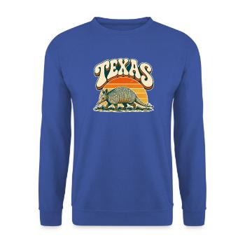 Texas Armadillo Retro Sonnenuntergang - Unisex Pullover - Royalblau - Vorne - Alina (178cm) & Michal (187cm)