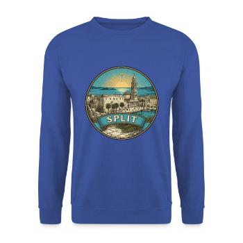 Split Kroatien Reiseabzeichen Diokletians Andenken - Unisex Pullover - Royalblau - Vorne - Alina (178cm) & Michal (187cm)