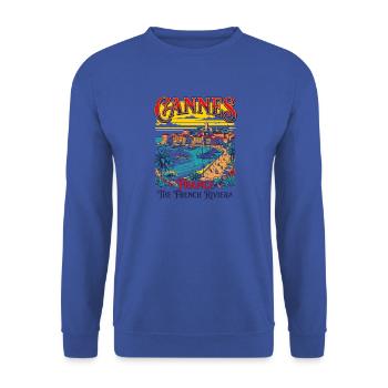 Retro Cannes France The French Riviera - Unisex Pullover - Royalblau - Vorne - Alina (178cm) & Michal (187cm)