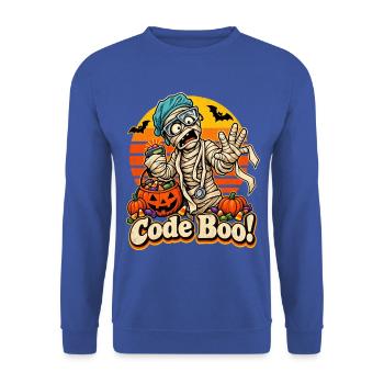 Halloween Mumienarzt Code Boo Notfall - Unisex Pullover - Royalblau - Vorne - Alina (178cm) & Michal (187cm)