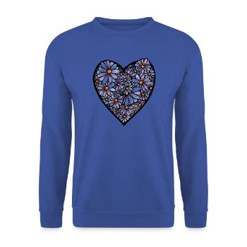 Blaue Blütenherzblüte - Unisex Pullover - Royalblau - Vorne - Alina (178cm) & Michal (187cm)