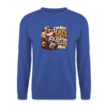 Opa im Energiesparmodus - Unisex Pullover - Royalblau - Vorne - Alina (178cm) & Michal (187cm)