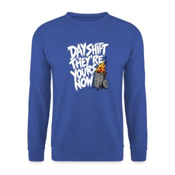 Day Shift Handoff Pflegekraft Nachtschit - Unisex Pullover - Royalblau - Vorne - Alina (178cm) & Michal (187cm)