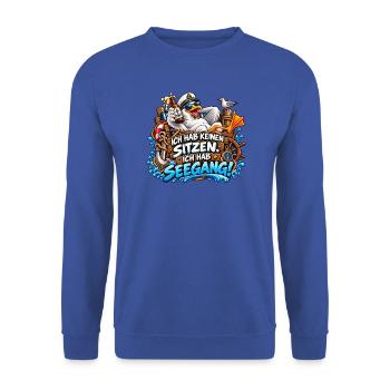 Ich hab Seegang Cartoon - Unisex Pullover - Royalblau - Vorne - Alina (178cm) & Michal (187cm)