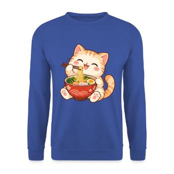 Katze, Ramen, Japanische Nudeln, Süßes Kätzchen - Unisex Pullover - Royalblau - Vorne - Alina (178cm) & Michal (187cm)