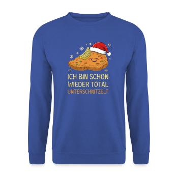 Ich Bin Schon Wieder Total Unterschnitzelt Xmas - Unisex Pullover - Royalblau - Vorne - Alina (178cm) & Michal (187cm)