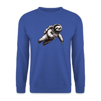 Faultier als Astronaut – Schwarz-Weiß - Unisex Pullover - Royalblau - Vorne - Alina (178cm) & Michal (187cm)