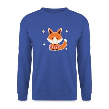 Fuchs mit Winterschal - Unisex Pullover - Royalblau - Vorne - Alina (178cm) & Michal (187cm)