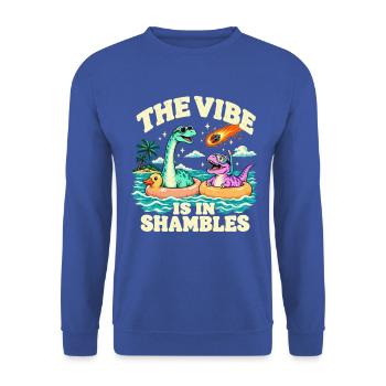 Summer Dinosaurier Die Stimmung ist im Chaos - Unisex Pullover - Royalblau - Vorne - Alina (178cm) & Michal (187cm)