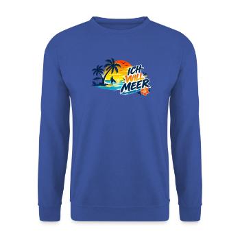 Tropischer_Sonnenuntergang_mit_ICH_WILL_MEER - Unisex Pullover - Royalblau - Vorne - Alina (178cm) & Michal (187cm)