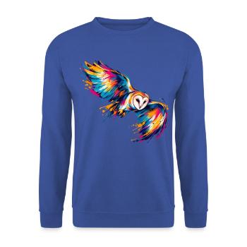 Chromatische Schleiereule - Unisex Pullover - Royalblau - Vorne - Alina (178cm) & Michal (187cm)