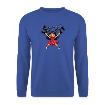 PolkaDots Mädchen zerbricht Glas - Unisex Pullover - Royalblau - Vorne - Alina (178cm) & Michal (187cm)