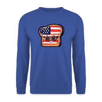 Toast mit USA-Flagge und Sonnenbrille - Unisex Pullover - Royalblau - Vorne - Alina (178cm) & Michal (187cm)