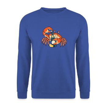 Käpt’n Krabbe mit Limonade - Unisex Pullover - Royalblau - Vorne - Alina (178cm) & Michal (187cm)