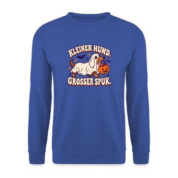 Kleiner Hund großer Spuk Dackel - Unisex Pullover - Royalblau - Vorne - Alina (178cm) & Michal (187cm)