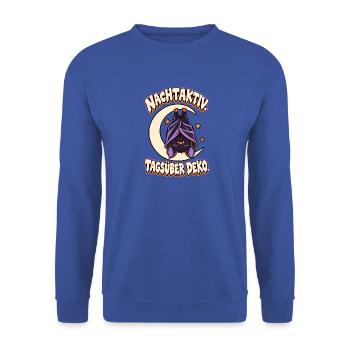 Nachtaktiv tagsüber Deko Fledermaus - Unisex Pullover - Royalblau - Vorne - Alina (178cm) & Michal (187cm)