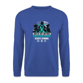 Hinter der Uniform Unsichtbare Narben Einsatzkräft - Unisex Pullover - Royalblau - Vorne - Alina (178cm) & Michal (187cm)