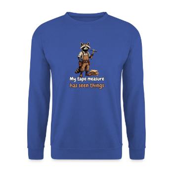 My Tape Measure Has Seen Things - Unisex Pullover - Royalblau - Vorne - Alina (178cm) & Michal (187cm)