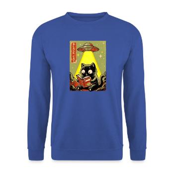 Leseabend unter UFO Lichtkatze - Unisex Pullover - Royalblau - Vorne - Alina (178cm) & Michal (187cm)
