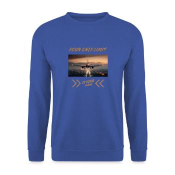 Your Only Limit Is Your Mind – Flugzeug Mindset - Unisex Pullover - Royalblau - Vorne - Alina (178cm) & Michal (187cm)