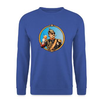 Kaiser Wilhelm mit Sonnenbrille und Cocktail - Unisex Pullover - Royalblau - Vorne - Alina (178cm) & Michal (187cm)