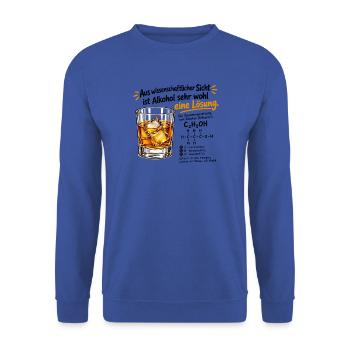 Wissenschaftliche Fakten: Alkohol - Unisex Pullover - Royalblau - Vorne - Alina (178cm) & Michal (187cm)