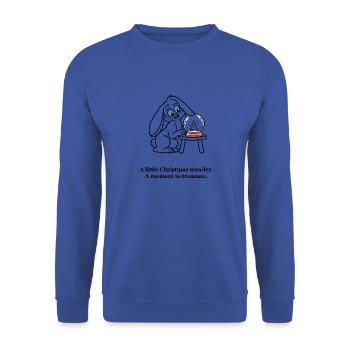 Christmas Rabbit schätzt eine Schneekugel - Unisex Pullover - Royalblau - Vorne - Alina (178cm) & Michal (187cm)