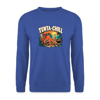 Tenta-Chill – Entspannter Oktopus am Grill - Unisex Pullover - Royalblau - Vorne - Alina (178cm) & Michal (187cm)