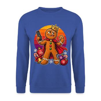 Christmas Lebkuchenmann Couch-Dad Superheld - Unisex Pullover - Royalblau - Vorne - Alina (178cm) & Michal (187cm)