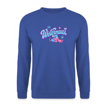 Wintermausi Y2K - Unisex Pullover - Royalblau - Vorne - Alina (178cm) & Michal (187cm)